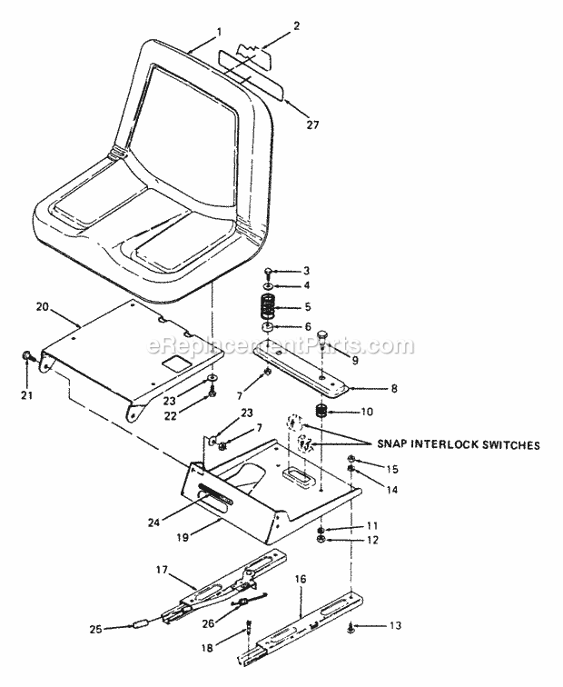 Seat And Track Assembly Diagram and Parts List for 2086 880001-899000, 14A-735-100, 146-735-100 Cub Cadet Lawn Tractor